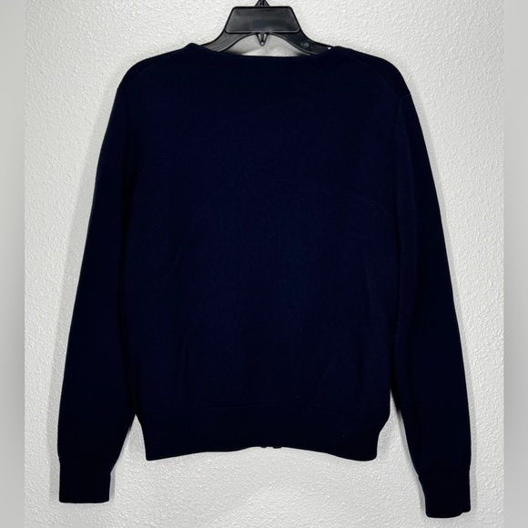J. Crew Navy Cardigan with Gold Accents Merino Wool Blend Large - Picture 5 of 8